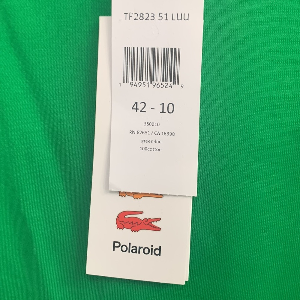 Lacoste X POLAROID WOMEN’S CREW NECK PRINT COTTON T-SHIRT GREEN - Picture 3 of 8
